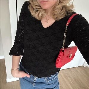 Elegant Black Lace Women's Top